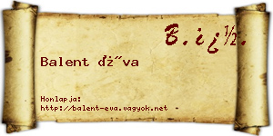 Balent Éva névjegykártya
